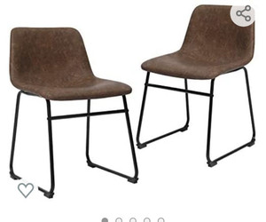lot 10739 image: SONGMICS Set of 2 Dining Chairs with Backrest, Metal Legs, Comfortable Wide Seat, 18.9�L x 21.2�W x 29.9�H, Retro Brown SW