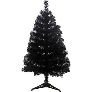lot 10744 image: S-SSOY 3 Foot Christmas Trees Artificial Xmas Pine Tree with PVC Leg Stand Base Home Office Holiday Decoration (Black)
