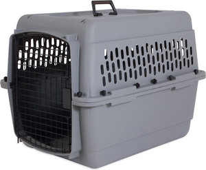 lot 10755 image: Aspen Pet Traditional Dog & Cat Carrier, Light Gray, 28-in