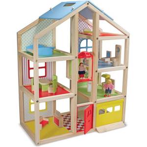 lot 10758 image: Melissa & Doug Hi-Rise Wooden Dollhouse & Furniture Set