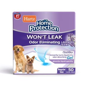 lot 10890 image: Hartz Home Protection Lavender Scent Odor-Eliminating Dog Pads, Regular Size, 21 in x 21 in, 50ct