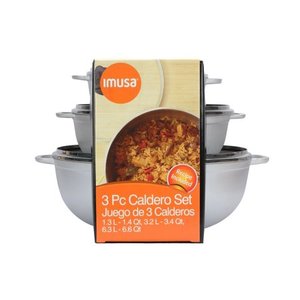 lot 10952 image: Imusa 3pc PotsPans Set 1.4Qt, 3.4Qt, and 6.6Qt
