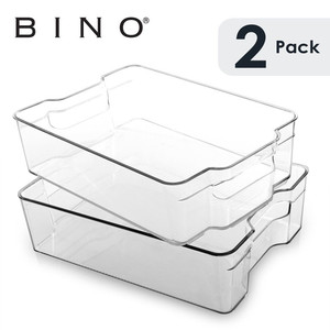 lot 11709 image: BINO Stackable Plastic Organizer Storage Bins, Large - 2 Pack -