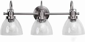 lot 11710 image: Homenovo Lightning Marden 2-Light Vanity Light with Seeded Glass Shades, Brushed Nickle