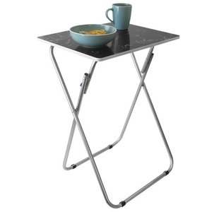 lot 11711 image: Home Basics Lattice Multi-Purpose Foldable Table, GreyWhite
