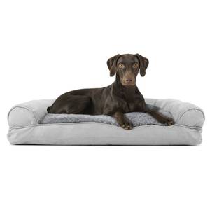 lot 11743 image: FurHaven Pet Dog Bed Plush & Suede Pillow Sofa Pet Bed for Dogs & Cats, Gray, Large
