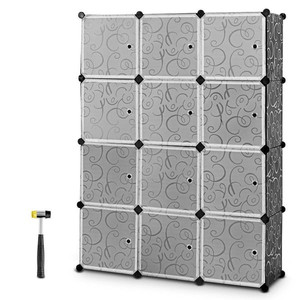 lot 12139 image: Costway DIY 12 Cube Portable Closet Storage Organizer Clothes Wardrobe