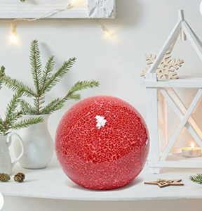 lot 15886 image: Simple Designs LT3302-RED 1 Light Mosaic Stone Ball Table Lamp, Red,8L x 8W x 7.75H