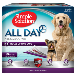 lot 15892 image: Simple Solution 6-Layer All Day Premium Dog Pads, 23 x 24, Lavender Scent, 50 pads