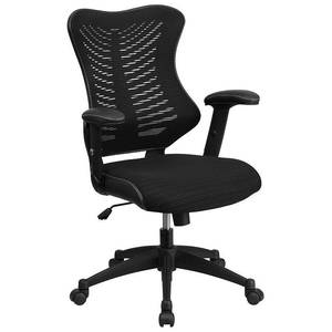 lot 15897 image: Flash Furniture - High Back Designer Mesh Executive Swivel Ergonomic Office Chair with Adjustable Arms - Black Mesh
