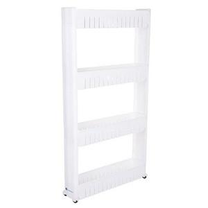 lot 15915 image: Lavish Home 82-4LSS Mobile Shelving Unit Organizer with 4 Storage Baskets
