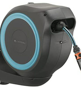 lot 15923 image: Gardena 18600 50 Foot Wall Mounted Retractable Hose Reel, 49.5 ft, Standard