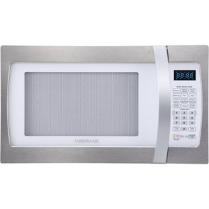 lot 57839 image: Farberware - Professional 1.3 Cu. Ft. Countertop Microwave with Sensor Cooking - Platinum white appears to be new
