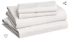 lot 60976 image: Amazon Basics Lightweight Super Soft Easy Care Microfiber Bed Sheet Set with 14 Deep Pockets - Full, Cream
