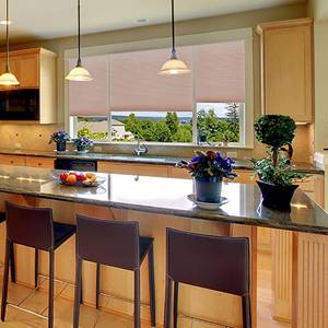 lot 60982 image: Easy Lift Trim-at-Home Cordless Pleated Light Filtering Fabric Shade Natural, 30 in x 64 in, (Fits windows 19- 30)