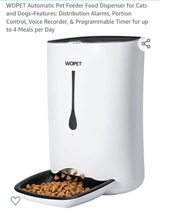 lot 12162 image: WOpet 7L Pet Feeder, Automatic Pet Feeder for Cats and Dogs, Auto Pet Feeder Food Dispenser Features Distribution Alarms, Portion Control & Voice Recorder and Timer Programmable