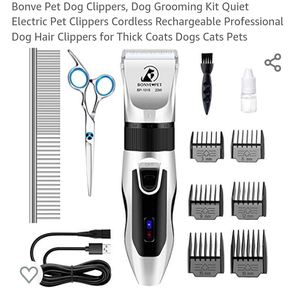 lot 12146 image: Bonve Pet Dog Clippers, Dog Grooming Kit Quiet Electric Pet Clippers Cordless Rechargeable Professional Dog Hair Clippers for Thick Coats Dogs Cats Pets