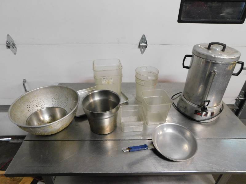 lot 10103 image: Enterprise Coffee Perculator and Misc Storage and Cookware