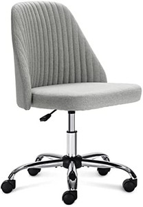 lot 1650 image: Home Office Desk Chair - Adjustable Rolling Chair, Armless Cute Modern Task Chair for Office, Home, Make Up, Small Space, Bed Room