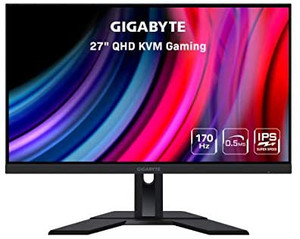lot 1675 image: GIGABYTE M27Q 27 170Hz 1440P -KVM Gaming Monitor, 2560 x 1440 SS IPS Display, 0.5ms (MPRT) Response Time, 92% DCI-P3, HDR Ready, FreeSync Premium, 1x Display Port 1.2, 2x HDMI 2.0, 2x USB 3.0