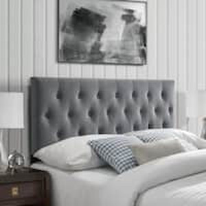 lot 1679 image: DG Casa Hancock Diamond Tufted Upholstered Adjustable Height Headboard, Queen Size Polyester Blend Fabric