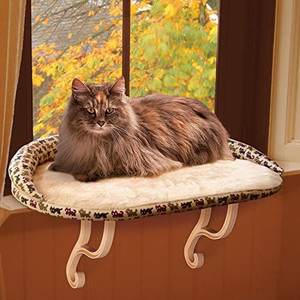 lot 1684 image: K&H PET PRODUCTS Deluxe Bolster Kitty Sill Cat Window Hanging Bed and Cat Hammock