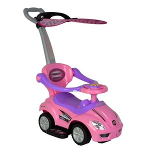 lot 3656 image: Chromewheels 3 In 1 Ride On With Pushing Bar & Canopy - Pink