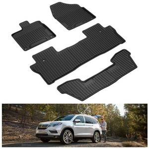 lot 3658 image: KIWI MASTER Floor Mats Compatible for 2016-2022 Honda Pilot Accessories All Weather Mat Liners Front Rear 3 Row Seat TPE Slush Liner Black 08P17-TG7-300