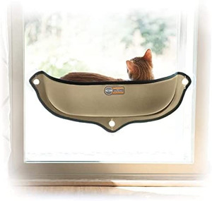 lot 3679 image: K&H PET PRODUCTS EZ Mount Window Bed Kitty Sill Tan 27 x 11 x 6 Inches