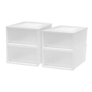 lot 3686 image: IRIS USA 8.0 Qt. Box Chest Drawer Storage Bin in White (4-Pack)
