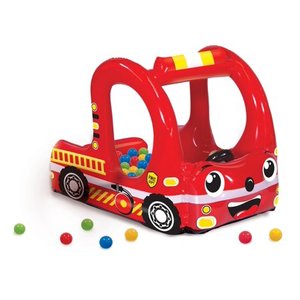 lot 3719 image: Banzai Rescue Fire Truck Play Center Inflatable Ball Pit - Includes 20 Balls