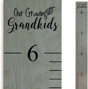 lot 7573 image: Wooden Ruler Growth Height Chart Ruler for Measurement for Kids, Boys and Girls  Grandkids Gray