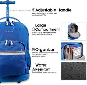 lot 7589 image: J World New York Sunrise Rolling Backpack Roller Bag with Wheels, Indigo, 18
