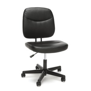 lot 7592 image: OFM Essentials Collection Armless Leather Desk Chair in Black (ESS-6005-BLK)