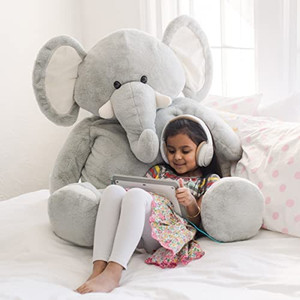 lot 1696 image: Animal Adventure  Sqoosh2Poof  Jumbo Plush Character  44 Elephant , Gray