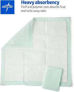 lot 7599 image: Medline Heavy Absorbency 36 x 36 Quilted Bed Pads, Large Disposable Underpads, 50 Per Case, Fluff and Polymer Core, Great Protection for Beds, Furniture, Surfaces
