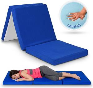 lot 7602 image: Gold Star Tri-Folding Gel Memory Foam Mattress, 39 x 75 Inches - 3-Inch Gel-Infused Cooling Mattress Topper, Cot Pad, Guest Bed - Portable Floor Mattress with Soft, Removable, and Washable Cover