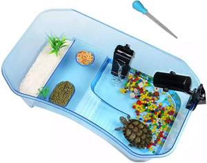 lot 7610 image: Binano Pet Turtle Tanks, Aquarium Tank, Tank for Turtles, Aquarium for Turtles, Reptile Habitat, Turtle Habitat, Plastic, Safe, Non-Toxic, Durable, Blue (Large-Blue)