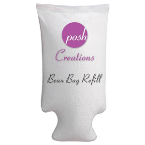 lot 7612 image: Posh Creations Foam Filling Bean Bag Refill with EZ-POUR Zipper Spout, 100 L, Virgin New White
