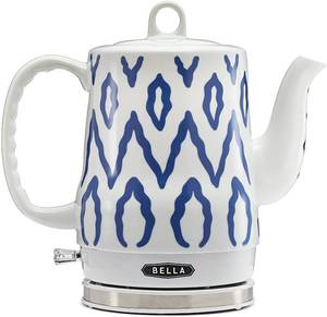 lot 6983 image: BELLA Blue Aztec 1.2 Lt Electric Ceramic Tea Kettle Detachable Base & Boil Dry