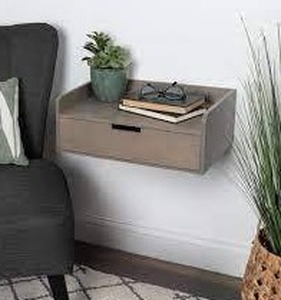lot 7590 image: Kate and Laurel Kitt Modern Floating Wall Shelf, 18 x 6.5 x 12, Gray, Wood Shelf for Storage and Display