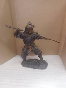 lot 1007 image: Vintage Japanese Bronze Statue With Staff Blade In Action Pose