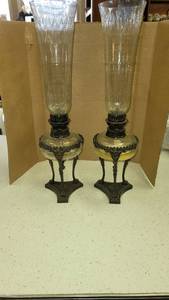 lot 1203 image: lot of 2 Bombay gargoyle vintage oil lamps