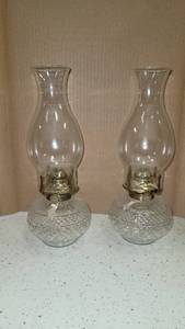 lot 1208 image: Lot of 2 lamplight farms Glass oil lamp