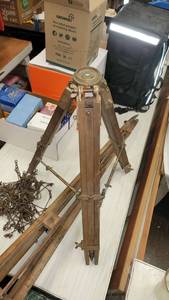 lot 1221 image: Lot of 2 Vintage wooden surveyors tripod