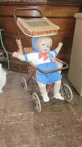 lot 3107 image: toy baby stroller with baby