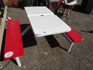 lot 1784 image: Red and White Outdoor  Restaurant Picnic Table
