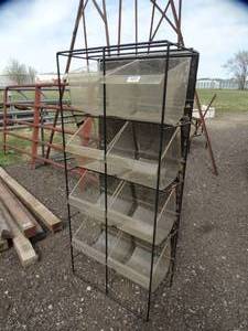 lot 1827 image: Retail Product Bins Rack  Plastic Tubs