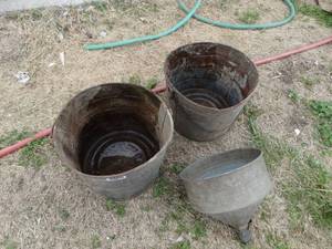 lot 1857 image: 2 Metal Buckets and Funnel