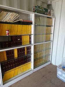 lot 1921 image: One Glass Front White Wood Book Shelf  One wo Glass  Both 6Ft Tall